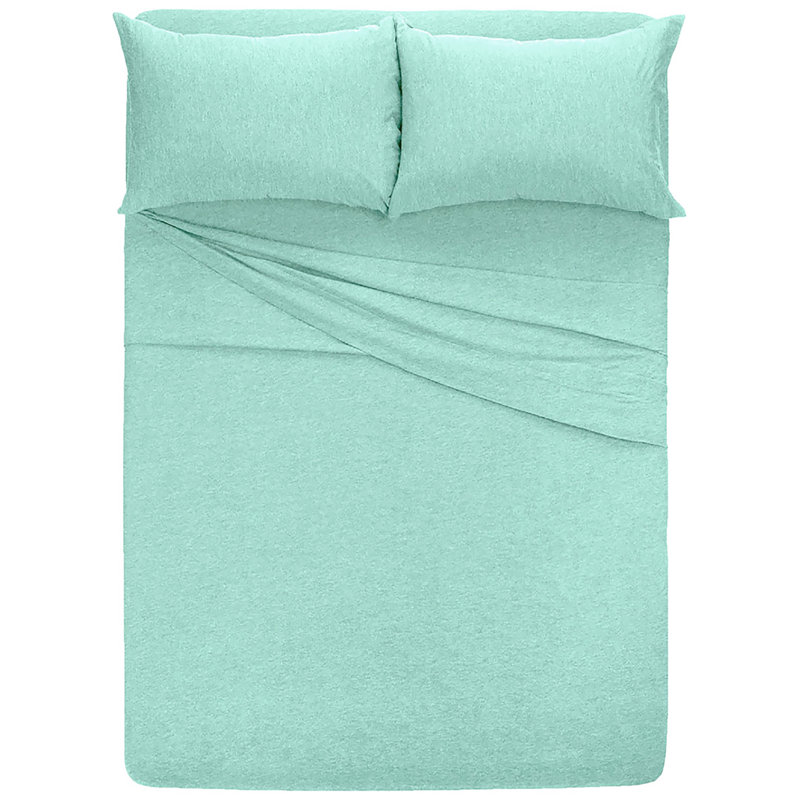 Queen Aqua Cotton Modal Jersey Knit Sheet Set