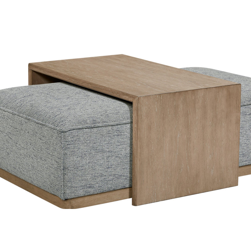 Aydan Upholstered Ottoman with Tray Table, Blue