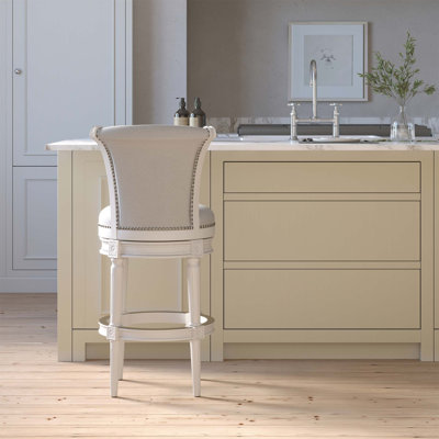 31 po Tabouret de bar pivotant à hauteur de bar en bois avec dossier haut et retour automatique, parfait pour les décorations de style campagnard et côtier (seulement tabouret)