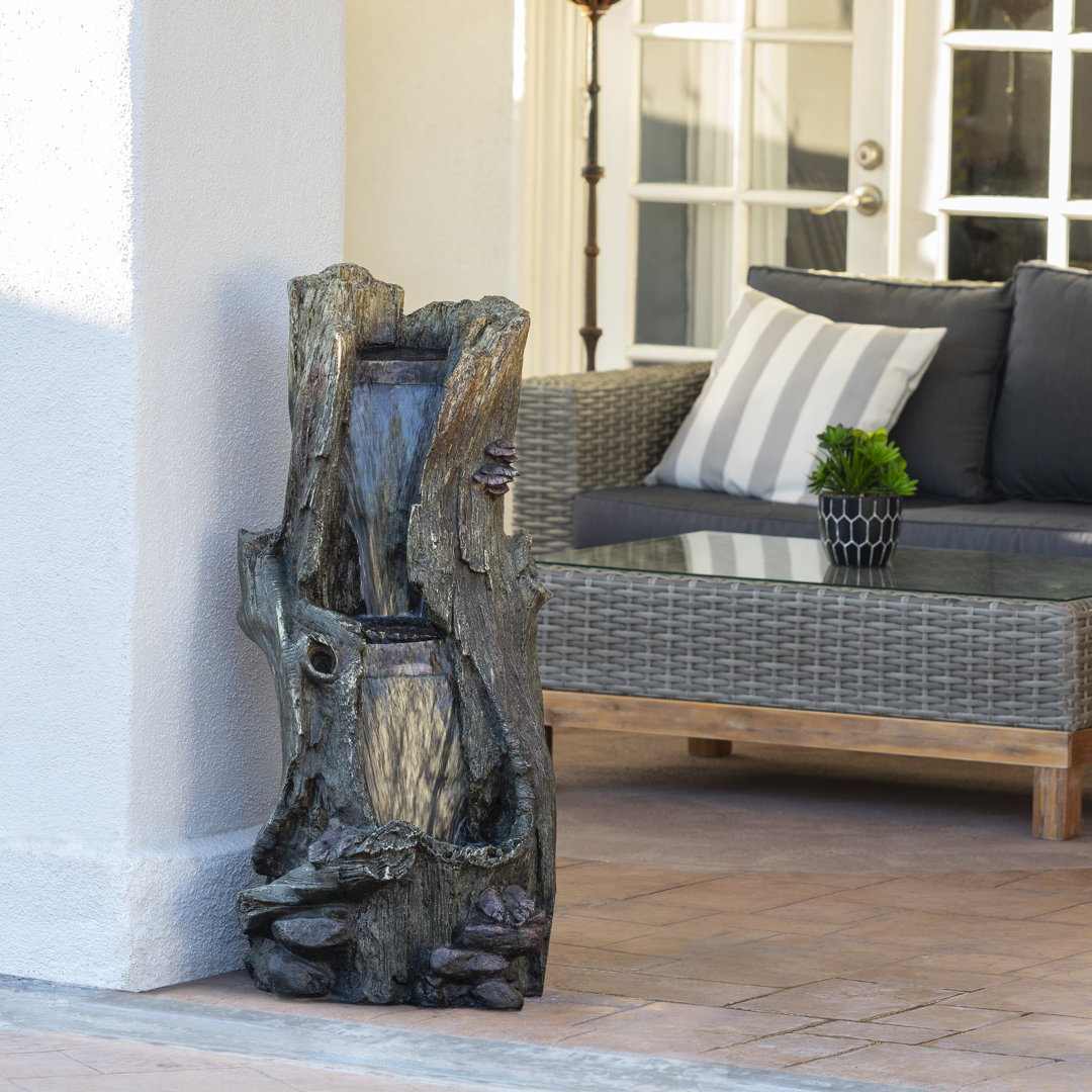 Open Tree Trunk Fountain w/Cool White LED Lights Loon Peak® Size: 41" H x 16" W x 18" D