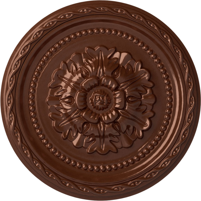 Médaillon de plafond H 11,5 po x l 11,5 po x P 1 po Palmetto, Pièce de cuivre