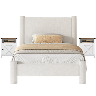 Ensemble de chambre à coucher avec lit 3 pièces Boucle