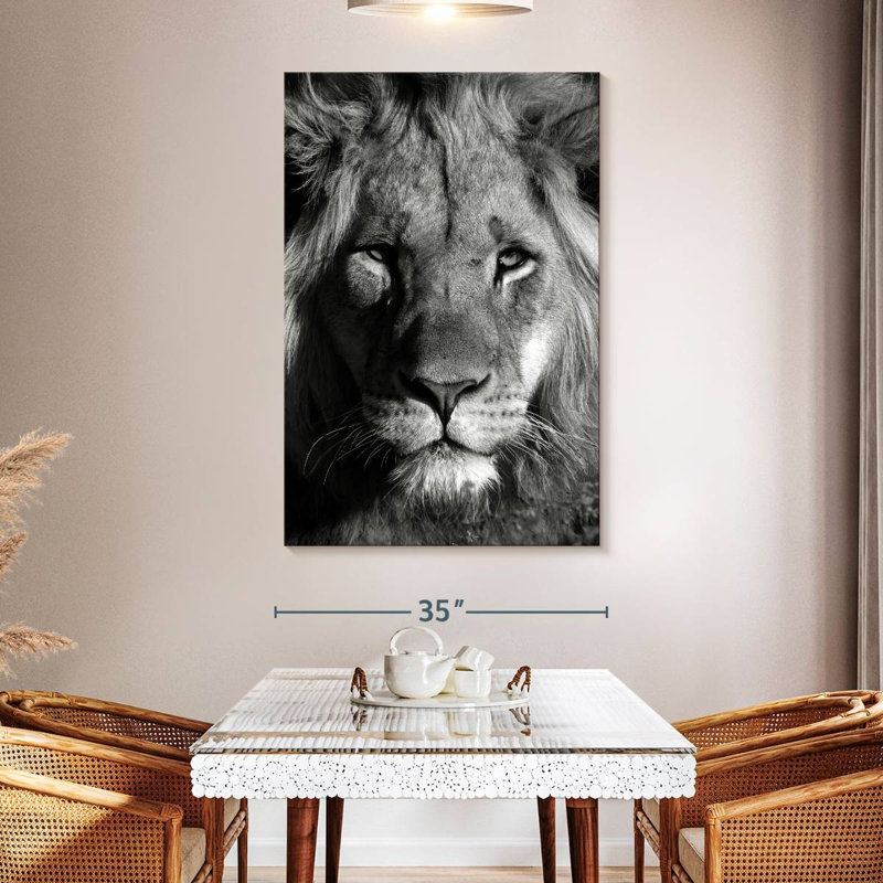 Tête de lion monochromatique Brampt, H 51 po x l 34 po
