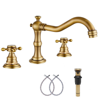 2-handle Bathroom Faucet with Drain Assembly