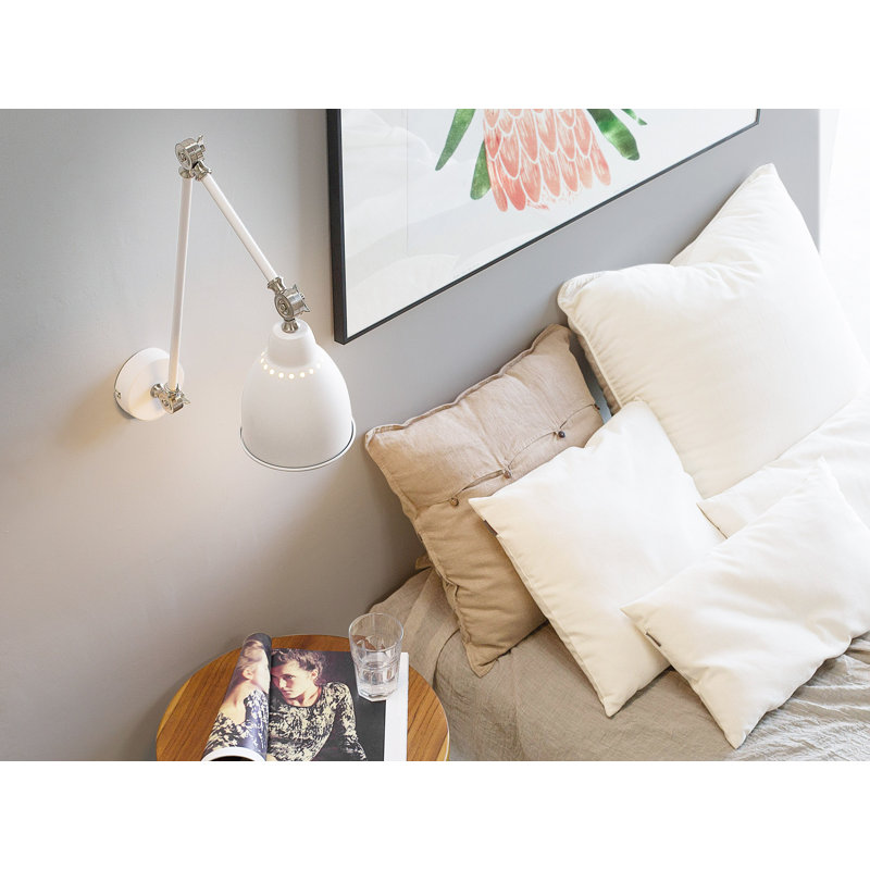 Sandhurst Swing Arm Sconce, White/Silver