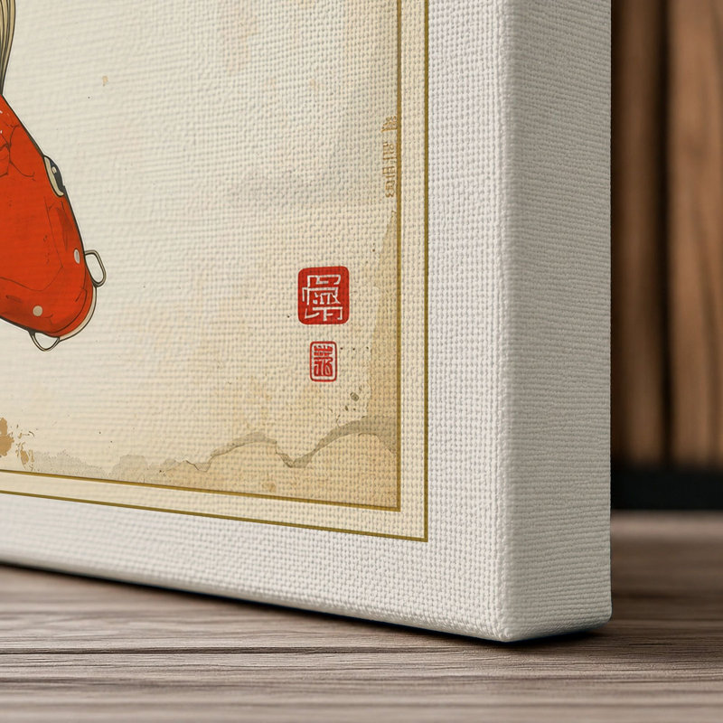 Twin Koi Dance Japandi - Wrapped Canvas, 30x20 - 76.2 x 50.8 cm, Cream Border