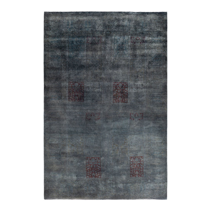 Overyed One-of-a-Kind Rectangle 6'2" X 9'2" New Age Wool Area Rug Charcoal/Red/Gray