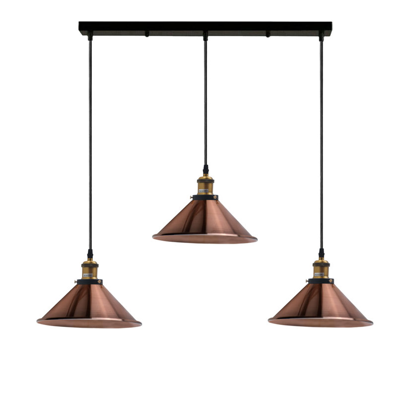 Latshaw 3-Light Kitchen Island Cone Pendant, Copper