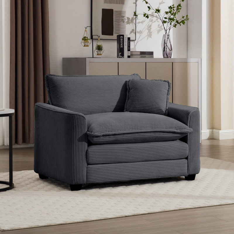 Canapé moderne à assise profonde en tissu velours côtelé moderne avec un coussin, plusieurs occasions club