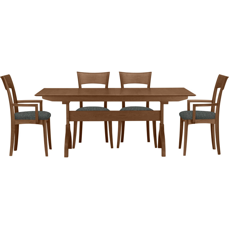 Sarah 5 - Piece Dining Set, Saddle Cherry, Coffee Leather