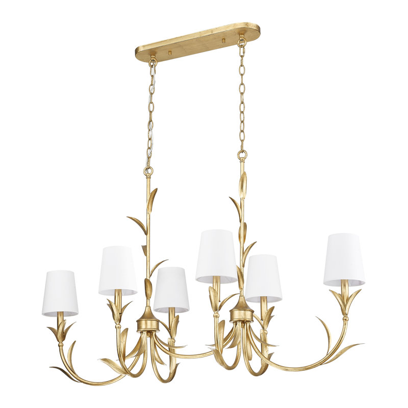 Lustre linéaire à 6 lumières Aslin, Feuille d’or