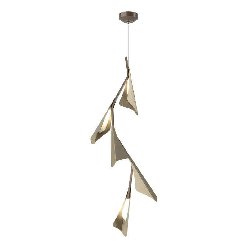 Plume 5 - Light Unique/Statement LED Chandelier, Bronze, Soft Gold