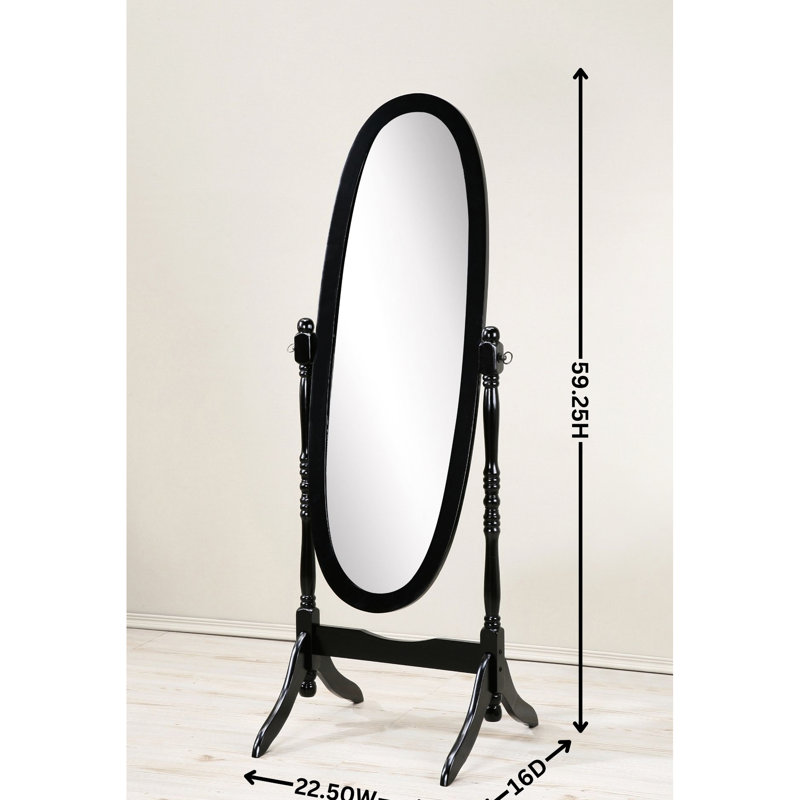 Miroir en bois de style traditionnel en chêne. Inclinable pour une réflexion complète. Verre ovale allongé avec cadre et support robustes. Stable autoportante. Finition chêne de plancher de l 22,5 po x P 16 po H 59,43 po Corps
