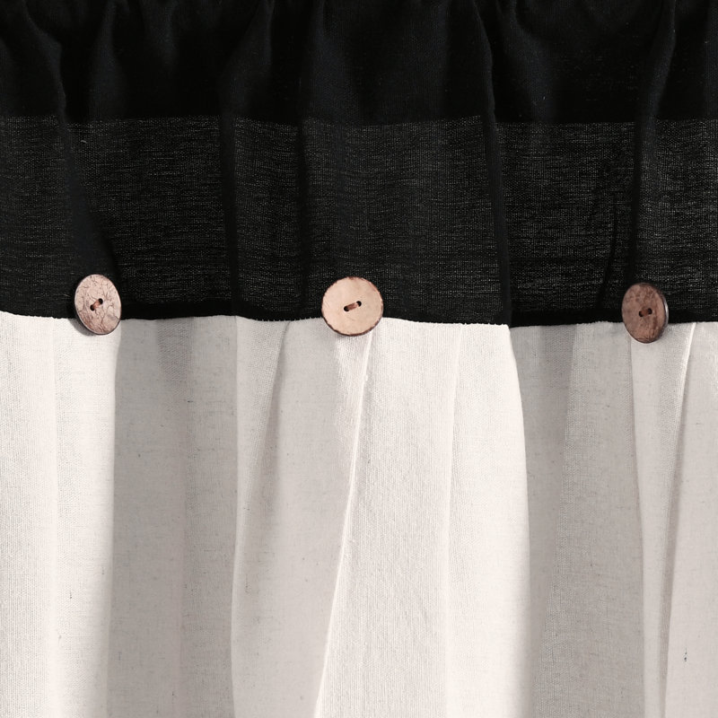 Black and Off-White Linen Button Valance with Coconut Husk Detail