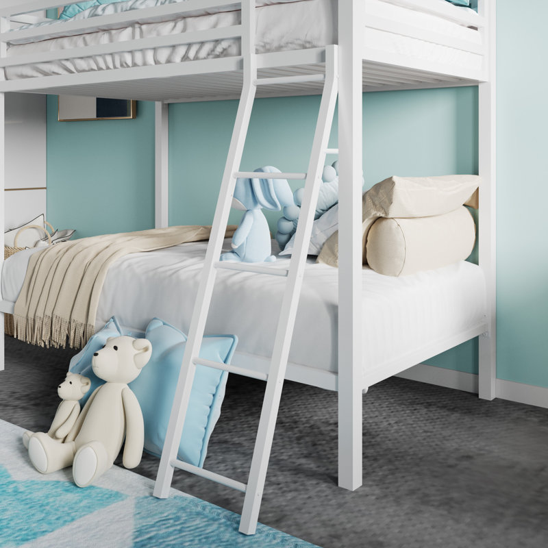Koffler Kids Bunk Metal Bed Frame, Twin, White