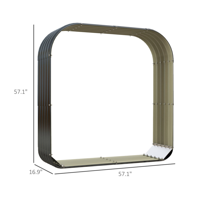 Support de rangement pour bois de chauffage en acier galvanisé avec pieds en caoutchouc gris foncé