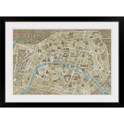 « monuments of paris map-blue », impression