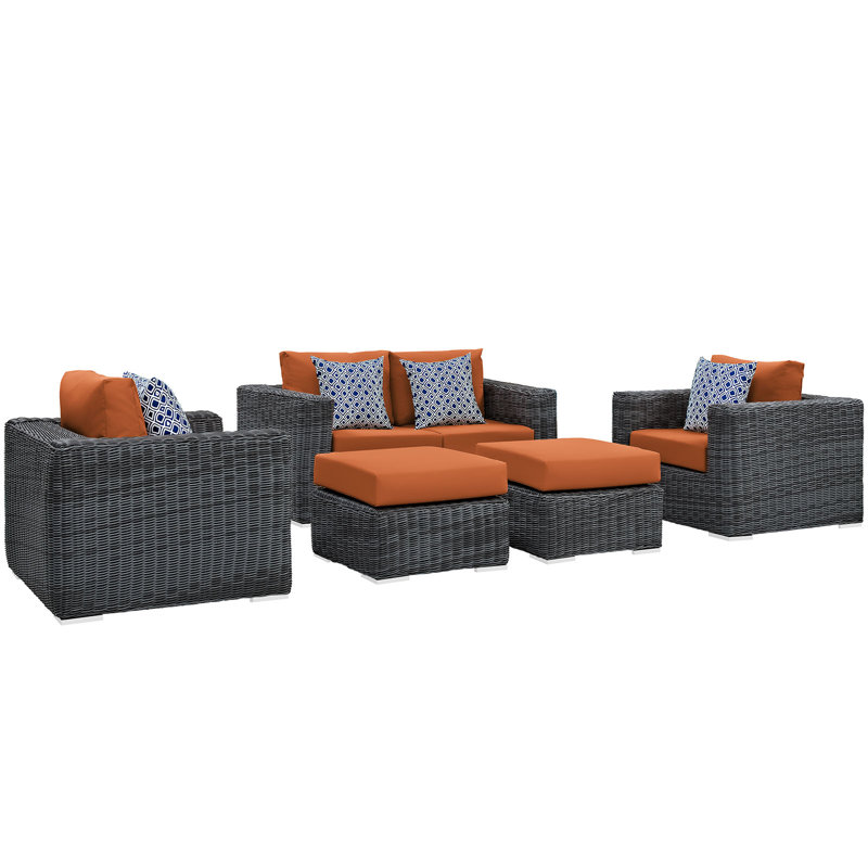 Ensemble modulaire d'extérieur Sunbrella 5 pièces Modway Summon, Toile Sunbrella® toscan