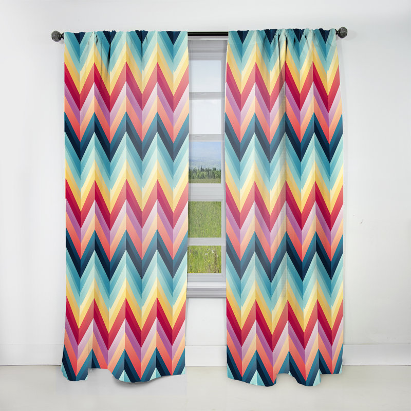Popart Chevron I - Rideau à rayures - Rideau à chevrons obscurcissant - 1 panneaux, L 52 po x L 108 po