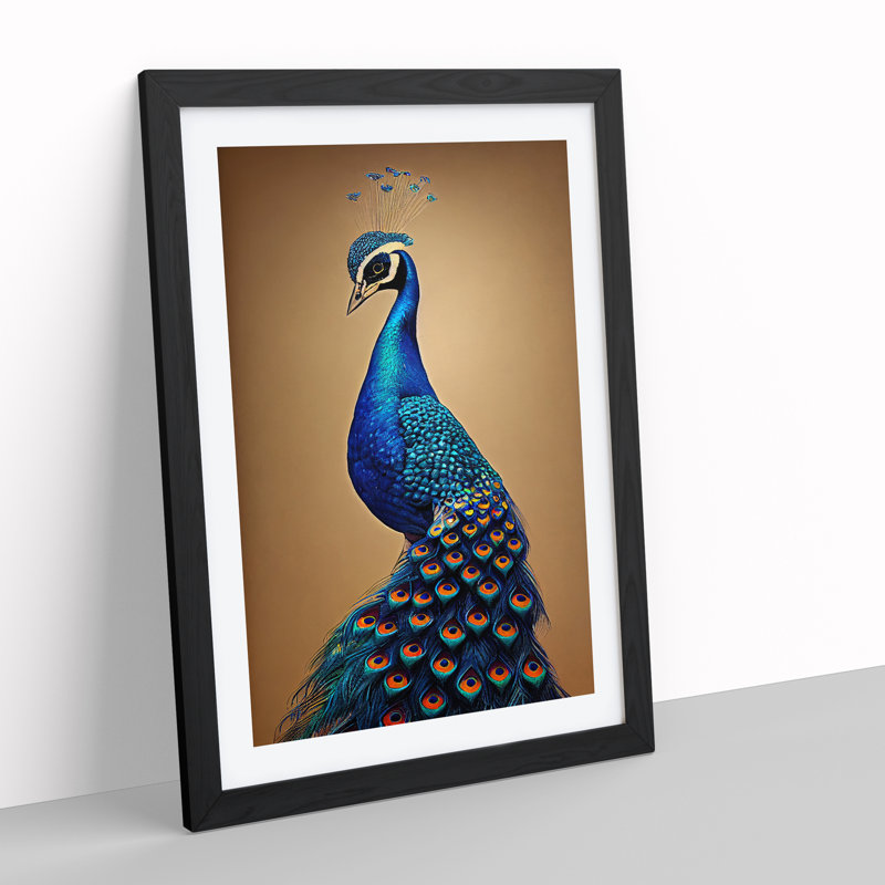 Entrancing Peacock - Single Picture Frame Print, Black, 64cm H x 46cm W x 2cm D