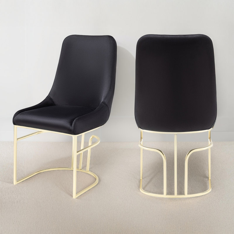 Chaises de salle à manger rembourrées Zular, Gris, Or