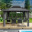 Kozyard Caesar Gray Double Roof Hardtop Gazebo with Privacy Curtain and Mosquito Netting-103692433-112230762-103692430