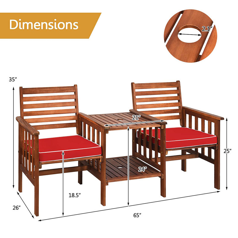 Causeuse en bois d'acacia avec table