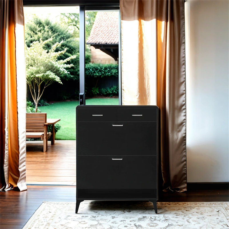 8 Pair Shoe Storage Cabinet, Black