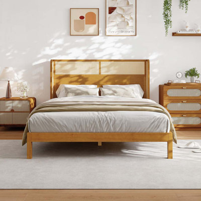 Rubber Wood Platform Bed Frame