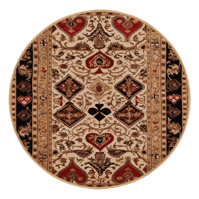 Tapis brun français lavable à la machine, Rond 7 pi