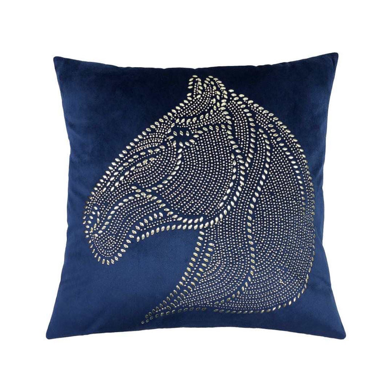 Housse de coussin carré broderie, Bleu