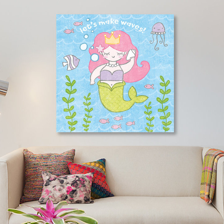 «Magical Mermaid I», reproduction d'impression sur toile tendue, H 12 po x l 12 po x P 0,75 po, Toile tendue, Pas de tapis