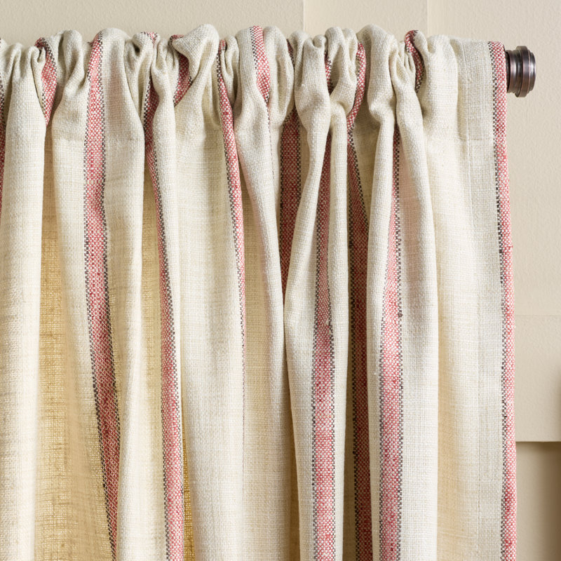 Rideau obscurcissant en polyester rayé, Beige clair / terre cuite