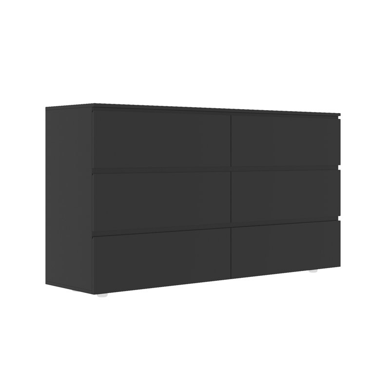 59"W 6 Drawer Dresser, Black