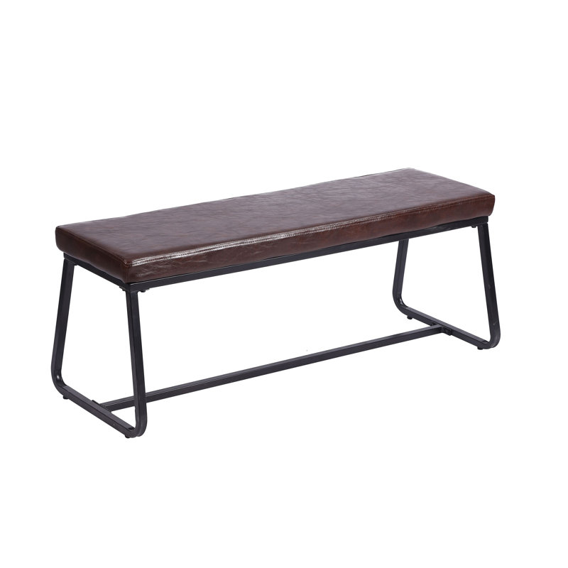 Banc rembourré en similicuir Audet, Brun / noir, H 18,11 po x l 48,22 po x P 15,54 po