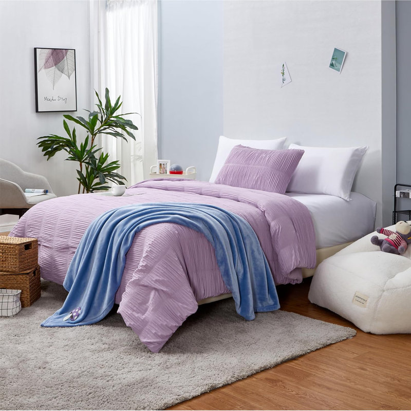 Édredon de chambre à coucher ruée et taie décorative Ria Aeropostale, Édredon pour lit simple + 1 taie décorative stan