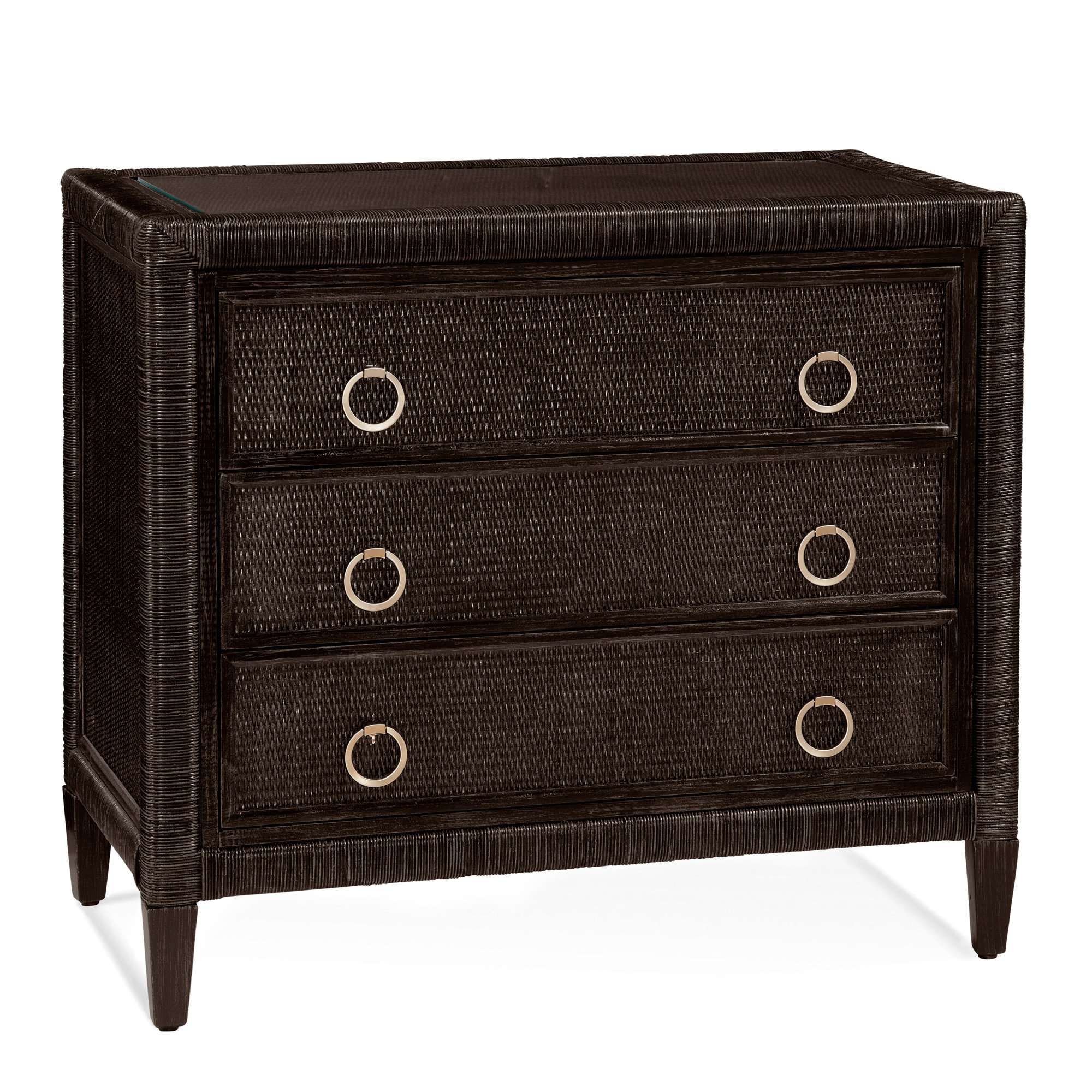 Warwick 3-Drawer Wicker Chest, Satin Brass, Java