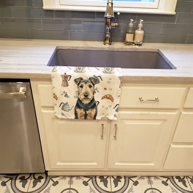 Welsh Terrier Coffee Bar Kitchen Towel, Welsh Terrier