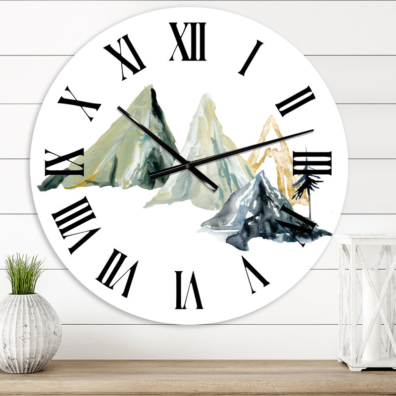 Winter Minimalistic Dark Blue Mountain Landscape I - Modern wall clock, Small