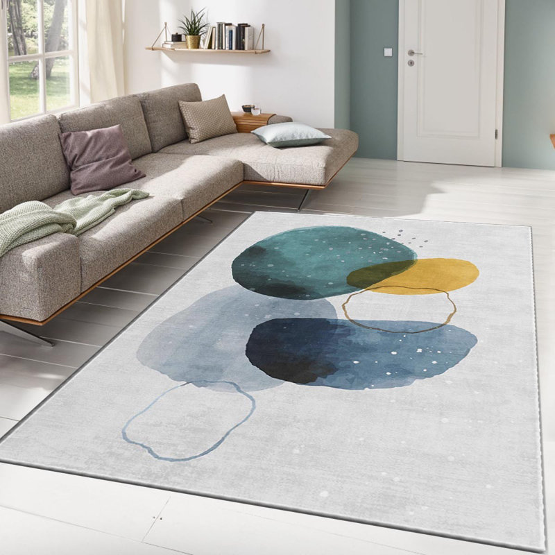 Luxurious Woven Carpet, 4.6 x 7.2 Feet | 100% Polyester, Non-Slip Felt Dot Underside, 0.4 in Pile Height | Machine Washable, Durable Raschel Knitting, Digital Printing | Perfect for Living Room & Bedroom Décor