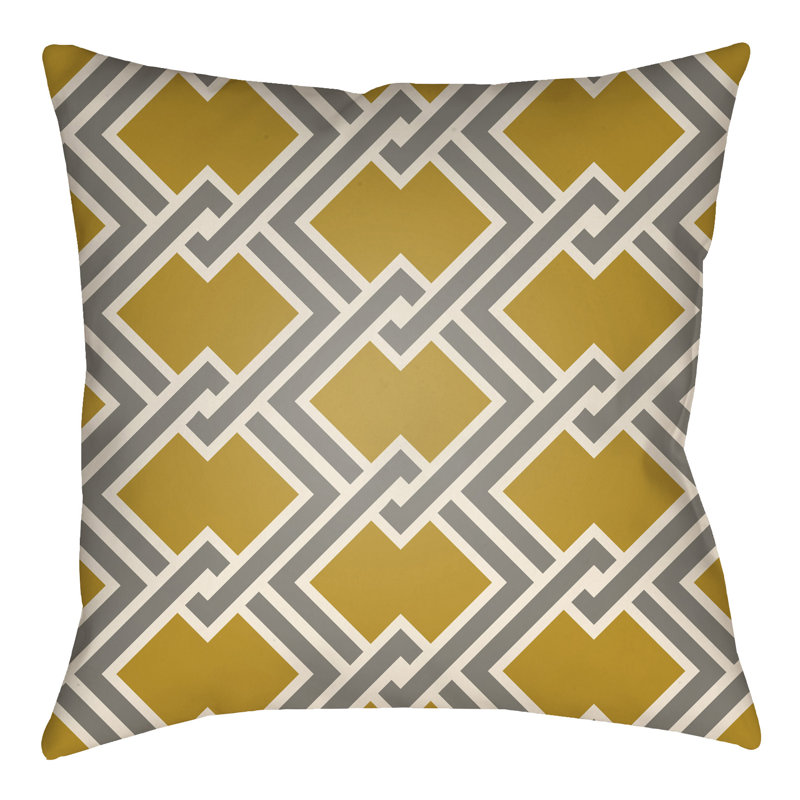 Litchfield Cabana Indoor/Outdoor Throw Pillow, 16" H x 16" W, Gold/Gray