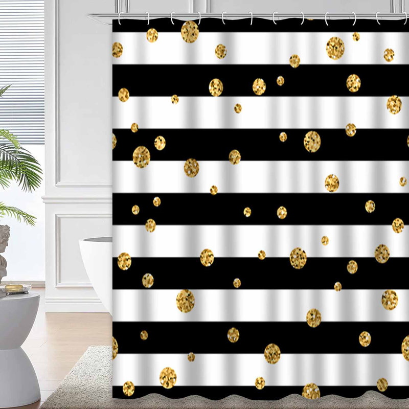 Rideau de douche Polka Dot Lines, L 72 po x l 84 po