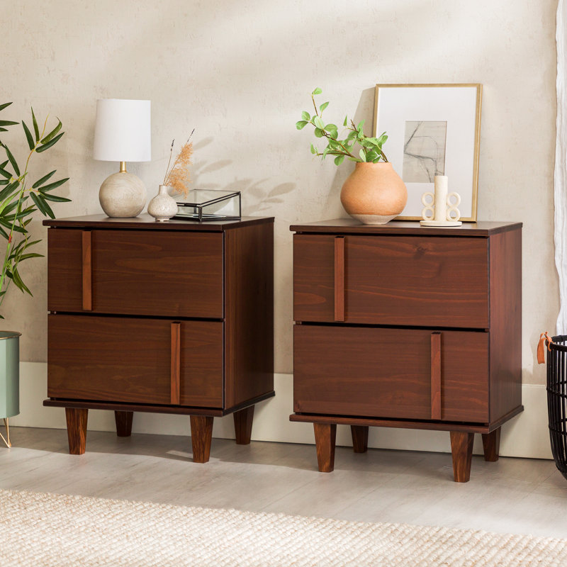 Table de chevet 2 tiroirs Modern Modern, Noyer