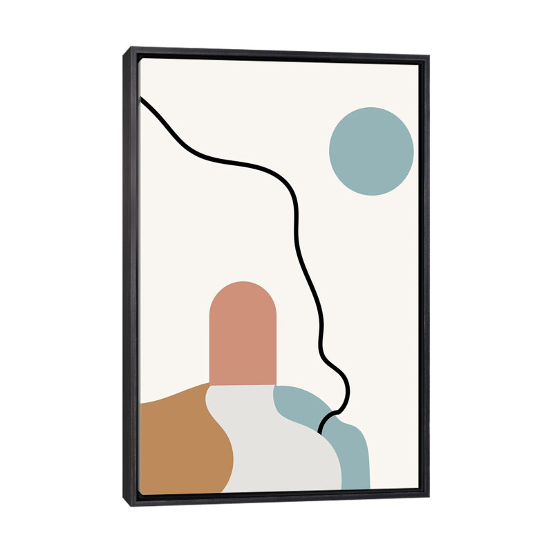 "Boho Terracota Road" par Mambo art studio-impression, H 26 po x l 18 po x 1,5 po, Toile avec cadre noir patiné, Pas de tapis