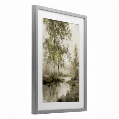 Spring River in Forest Framed Print Under Glass, design by T.C. Chiu