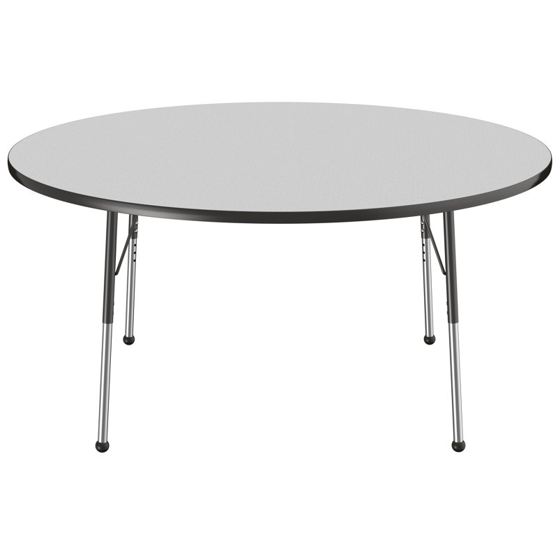 Table ronde à hauteur réglable, Gris / noir, H 24 po x L 60 po x l 60 po, Standard Ball Glide