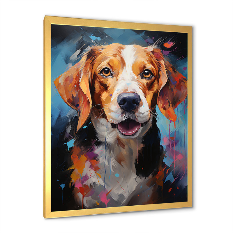 Beagle Bliss VI sur toile, H 40 po x l 30 po x P 1,5 po, Cadre doré simple
