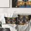 Carré, chinoiserie avec oiseaux et pivoines - coussin décoratif traditionnel imprimé-60159422