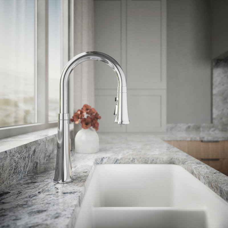 Tone™ Touchless Pull-Down Kitchen Sink Faucet with Voice Activation and Three-Function Sprayhead, Polished Chrome