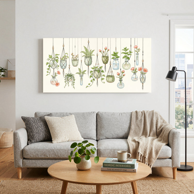Ensemble de 1 tableau sur toile représentant des plantes suspendues, L 32 po x H 16 po, Wrapped Canvas